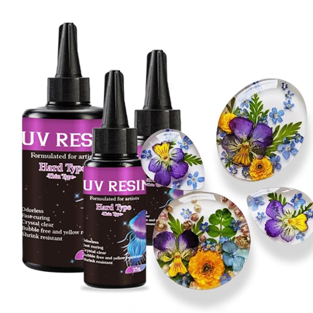 UV Resin Glue 25g Clear Hard Glue Quick Drying Solar Curing Epoxy High Hardness for DIY Jewelry Glass Metal Craft Decoration