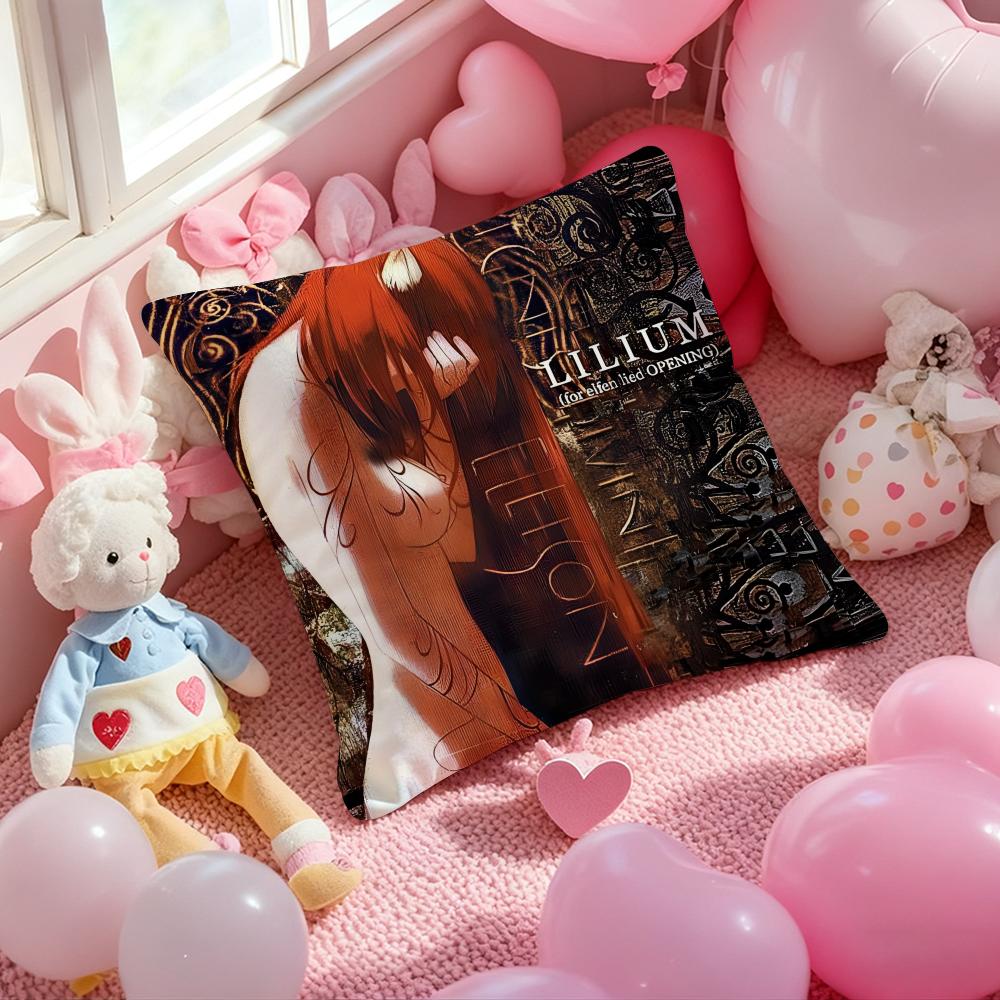 Anime E-Elfen L-Lied Cushion Cover Pattern Printed Pillowcase for Living Room Sofa Cushion Cover & Bedroom Decor