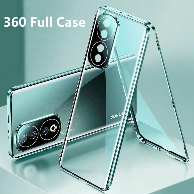 360 Full Case For Honor 90 Case Double Sided Magnetic Adsorption Tempering Glass Protection Clear Phone Cover For Honor 90 5G