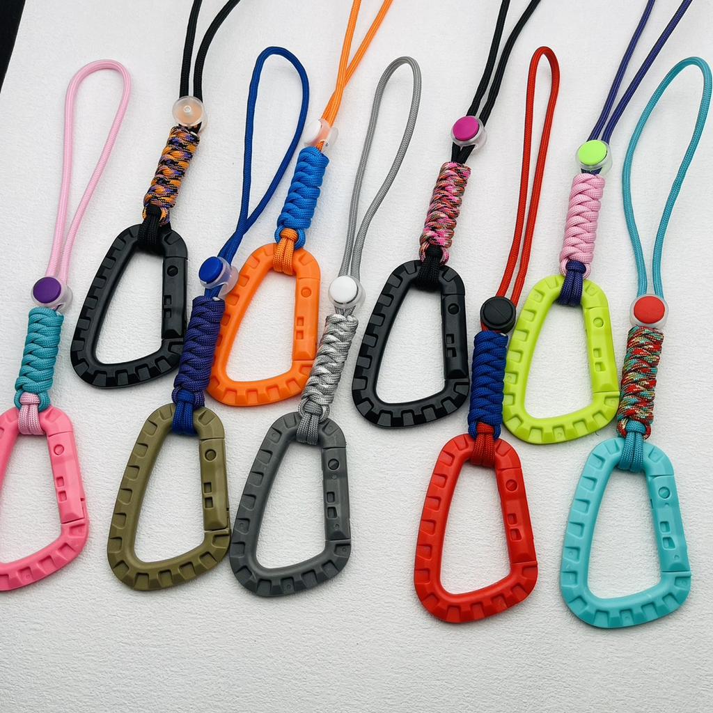 Hand-woven Paracord Carabiner Anti-lost Adjustable Keychain Outdoor Hiking Tools Kettle Buckle Hooks Backpack Accessories