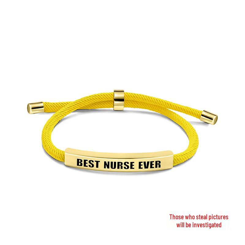 Multi-Color Engraved Stainless Steel Rope Bracelet: Nurse's Day Commemorative Christmas Gift