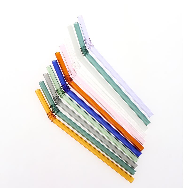 1Pc Reusable Glass Straws Colorful Drinking Straw Eco-Friendly High Borosilicate Glass Straw Party Favors Bar Drinkware