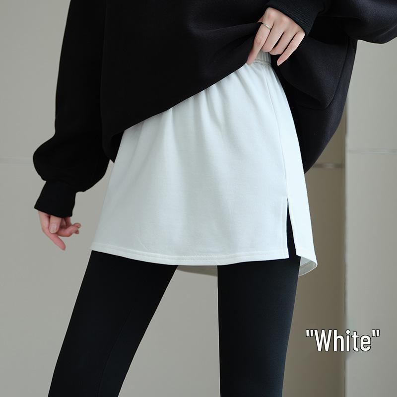 

Women s White High-Waisted Hoodie and Skirt Set with Layering Shark Pants Large