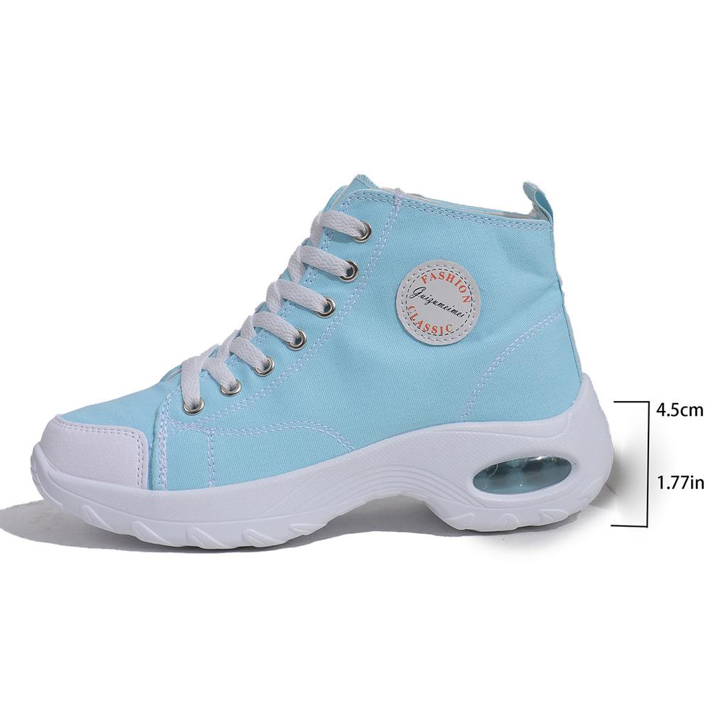 High-top Inner Height-increasing Women's Canvas Shoes Are Fashionable and Versatile Outdoor Wear-resistant New Breathable Real Air Cushion Spo