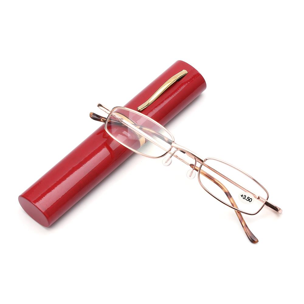 Hot Sale Unisex Stainless Steel Frame Resin Reading Glasses 1.00-4.00 With Tube Case Folding Anti Fatigue Presbyopic Eyeglasses