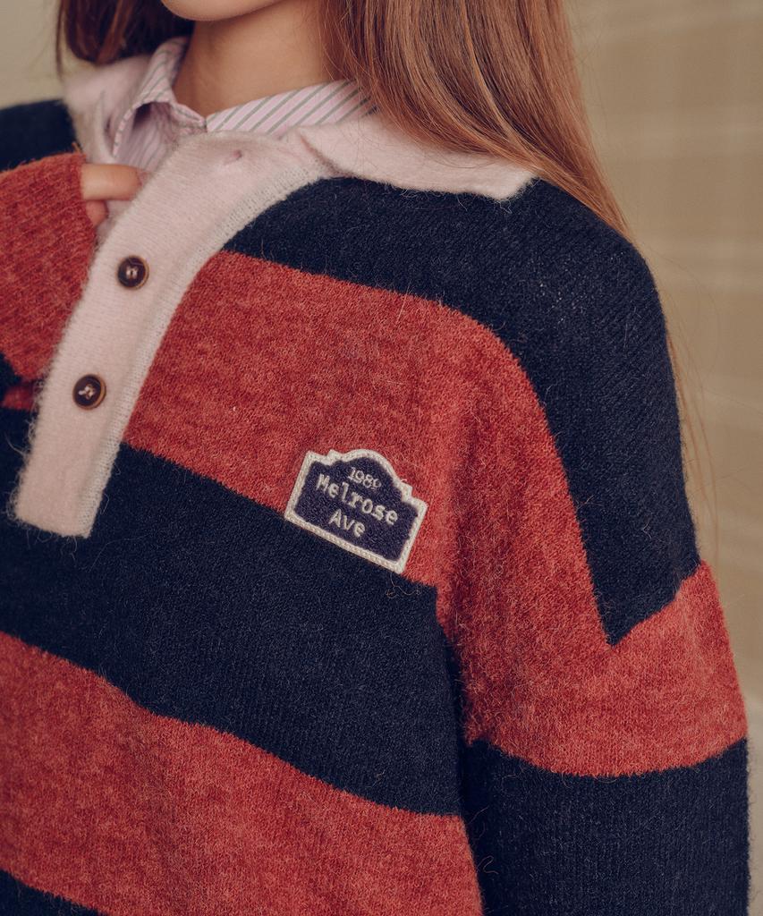 MELLY&ROSE Sunset Wide Stripe Polo Knit (310254)_Navy