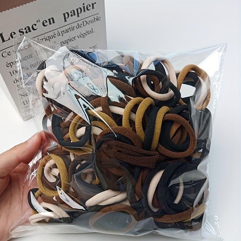 50/100ks Boho Bezešvé Elastické Gumičky do Vlasů - Silné Pohodlné & Odolné Držadla na Culík pro Ženy - Jednobarevné Vlasové Doplňky