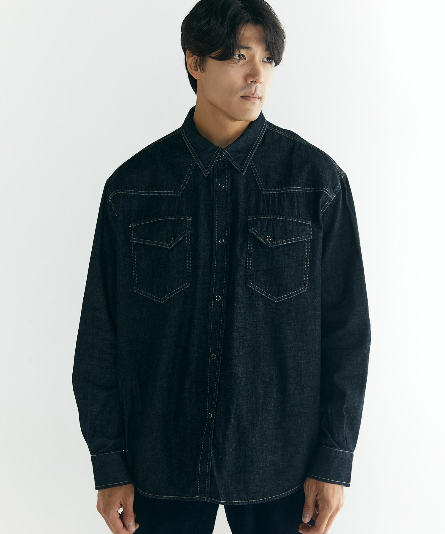 Buboom [Plus Size] Westside Denim Shirt Black 2_Xxl(115~125)