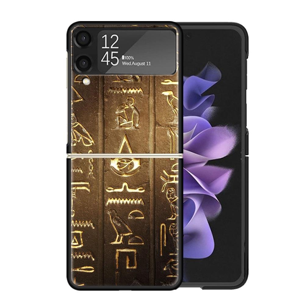 Egypt Nefertiti Anubis Ankh Pharaoh Cases For Samsung Galaxy Z Flip 4 5 6 7 3 Z Flip7 Flip6 Flip4 Flip5 Flip3 5G Hard Shockproof