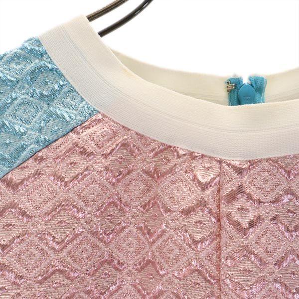 MARNI 2011ss Short sleeve Cut Pink x Light Blue Glitter woven fabric Women Used