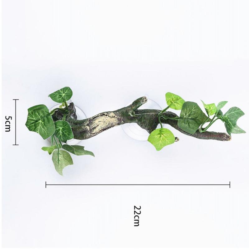 Terrarium Plant Decoration for Amphibian Lizard Snake Climbing with Suction Cup High Temperature Resistance Resin Green Plants