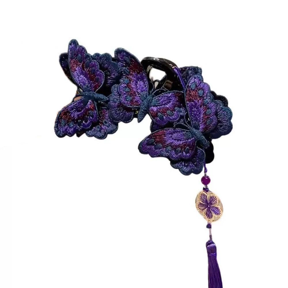 Plastic Butterfly Hair Claw Flower Tassel Large Shark Clip Fashion Hair Grab Clip Formal Occasions