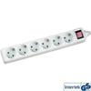 Inline® Power Strip Block, White, 6-way, 6x 2-pole + Earth, with Switch, 5m Cord, with Child Protection