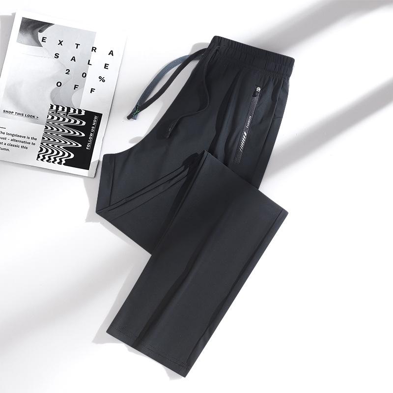 Unisex Quick-Drying Rainbow Sports Pants - Summer Ice Silk Sun Protection, Loose Fit, Straight Leg, Cuffed