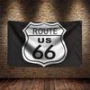 Retro Route 66 US 66 American Classic Road Trip Theme Banner Tapestry Wall Hanging Decor Gift Vintage USA Travel Flag