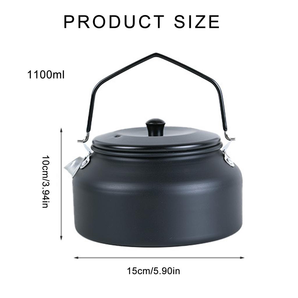 Aluminum Outdoor Hiking Kettle Pots Cookware 1100ml Camping Kettle Stovetop Whistling Teapot Camp Teas Coffee Pots