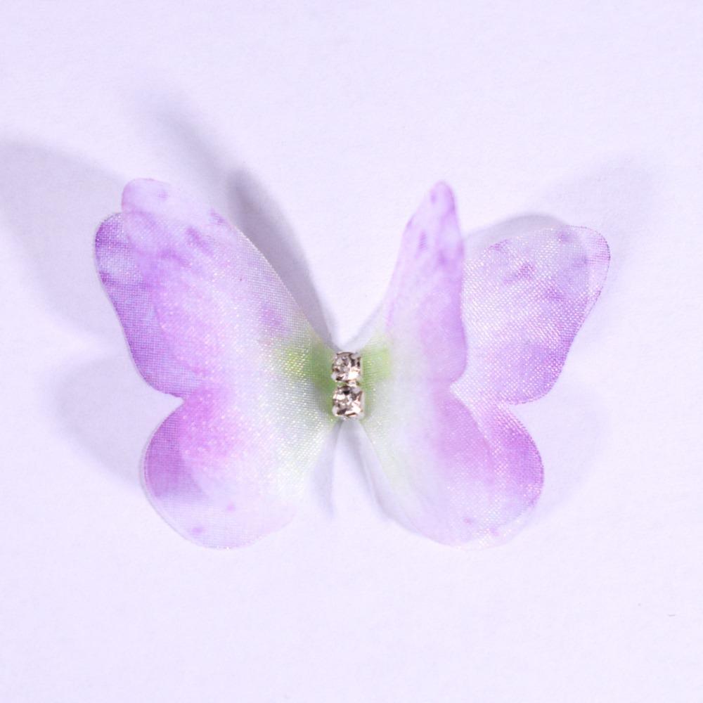 50 bucăți de culoare gradient șifon brodat fluture accesorii pentru păr de mireasă