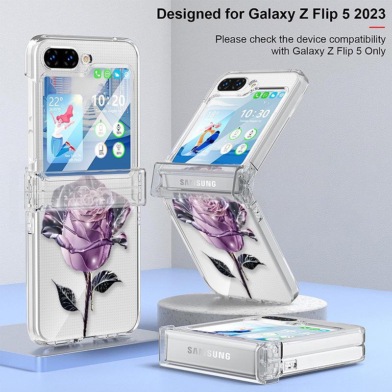 Samsung Z Flip 6 Crystal Rose Transparent Foldable Drop-Proof Case