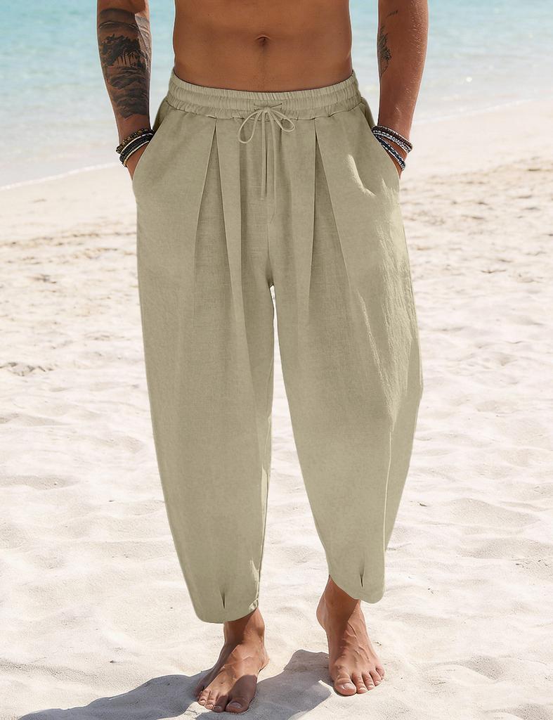 Pantaloni Casual da Uomo Larghi a Gamba Larga Traspiranti Comodi a Lanterna Taglie Forti
