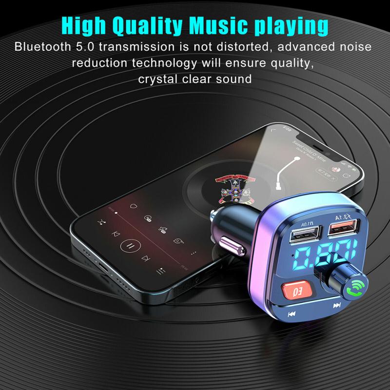 Wireless Bluetooth-compatible 5.0 Fm Transmitter Dual Usb Chargers Hands-free Radio Adapter Receiver