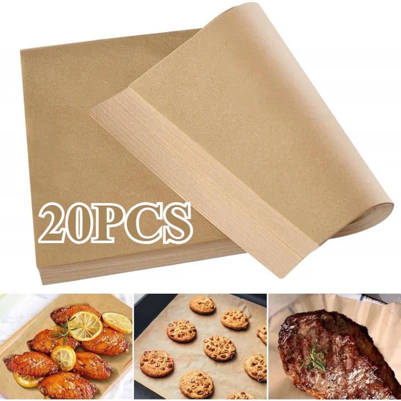 100 Pcs  Paper Food Grade Baking Sheets Non-Stick Oil-Proof  Baking Paper Oven Liner Sheet BBQ Pad for Baking and Barbecue Air Fryer Paper