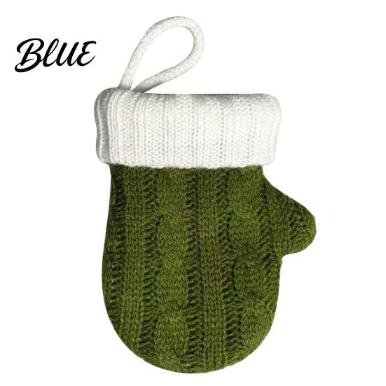 Wool Table Setting Mini Knitted Christmas Mitten Ornaments Xmas Glove Hanging Decor Festive Tableware Flatware Holiday Decor Holders Knit Pendants