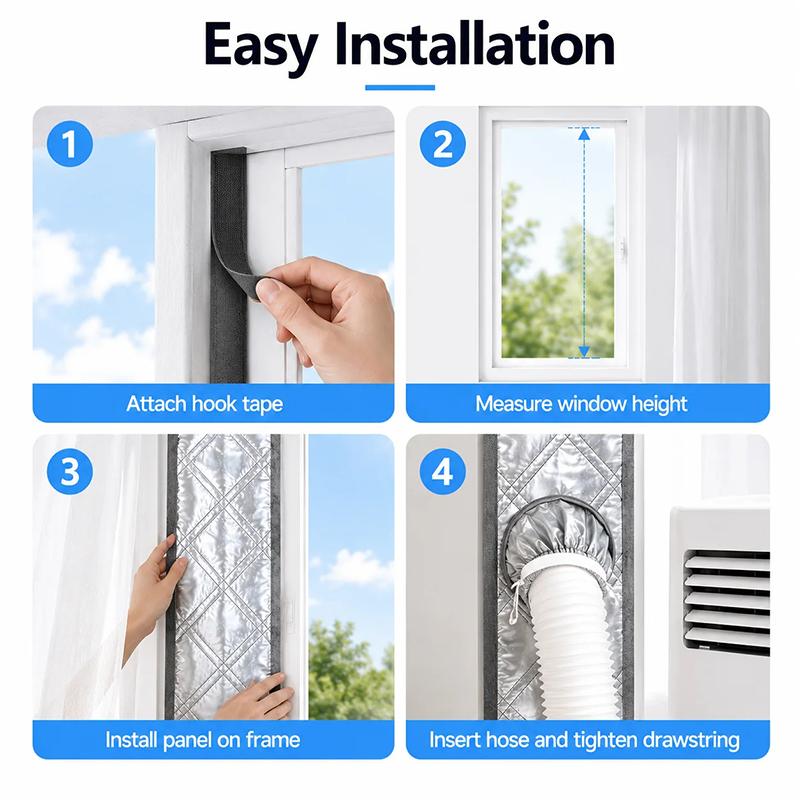 Thickened Portable Ac Window Seal Kit Aluminum Foil Cotton Oxford Cloth Exhaust Hose Vent Cover Waterproof Heat Insulation