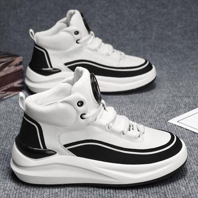 2025 Autumn and Winter New Men's Leather Board Shoes Platform Heightening Sports and Leisure Shoes Live High-top Men's Shoes