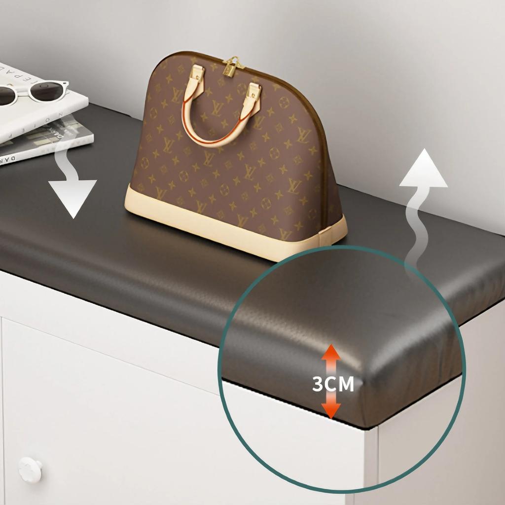 Shoe Changing Stool with PU Leather Multi-layer Shoe Storage Shoe Cabinet Shoes Storage Rack Home Entrance Door Long Bench