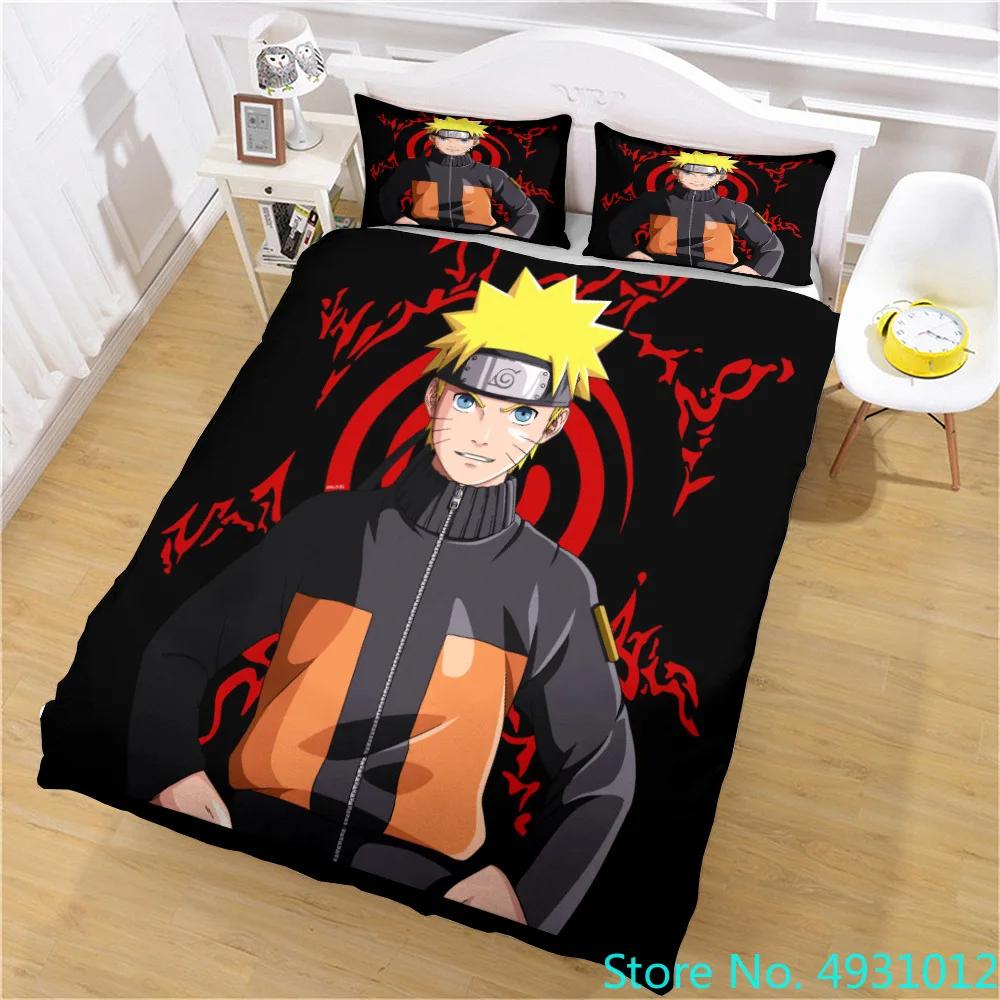 N-Naruto Påslakan Set Anime Kuddfodral Täckeöverdrag Sängkläder Påse Set Queen King Size 3D Digitaltryck Barn Hemtillbehör