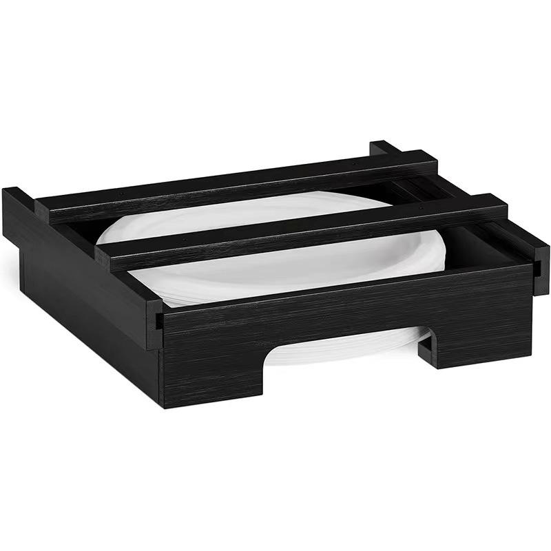 9-дюймовый бамбуковый кухонный подвесной диспенсер для одноразовых бумажных тарелок, подставка для хранения тарелок для торта, кронштейн для шкафа из цельного дерева 24*26.5*6.5 чёрный