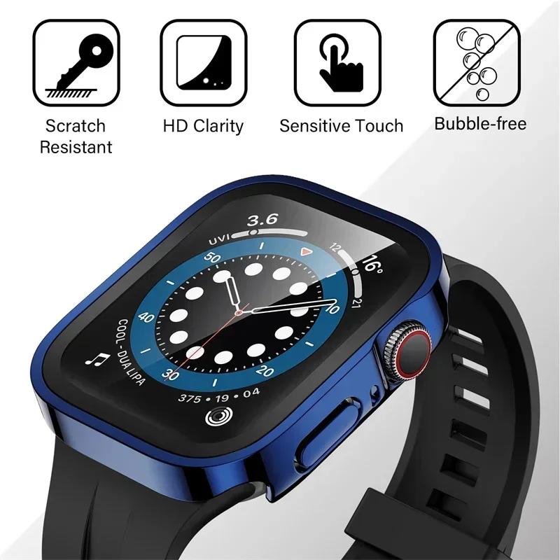Tempered Glass Cover for Apple Watch Case 46mm 42mm 45mm 41-44-40mm Screen Protector Series 10 7 8 9 SE 5 6 4 IWatch Accessories