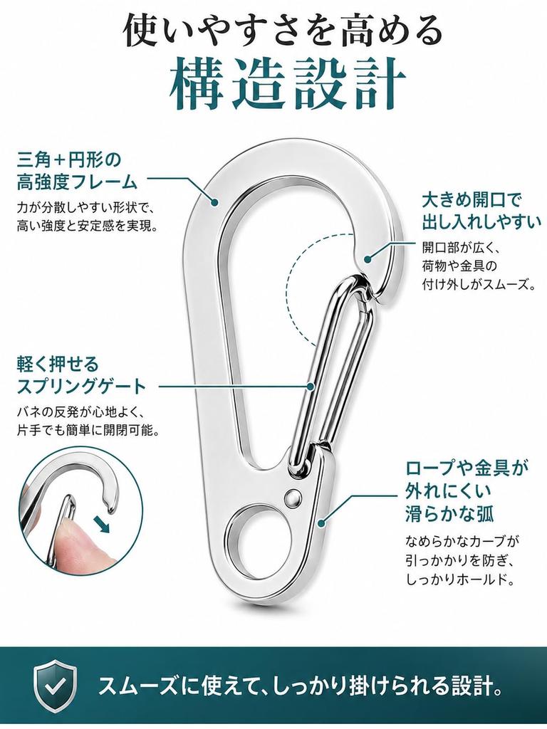 5 Pieces Carabiner Mini Carabiner Snap Hook Stainless Steel Lightweight