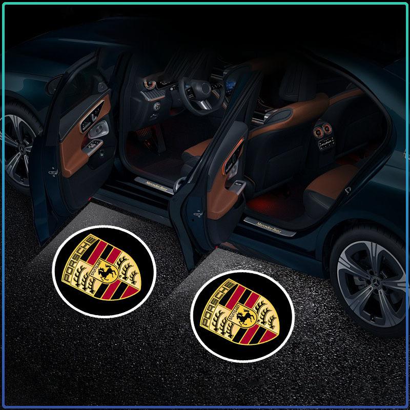 Bezdrátová LED světla s logem na dveře auta Projektor stínového ducha Vítejte Schůdková lampa Pro Porsche Cayenne Panamera Macan Boxster 911 Carrera-GT 944 918 917