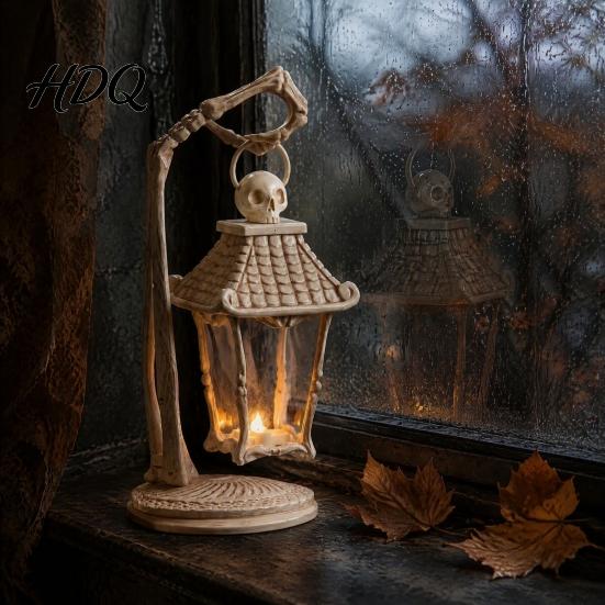 Safe LED Atmosphere Lamp Skeleton Hand Lantern Gothic Bone Table Lamp USB Style Accessory Powered Spooky Decorative Light for Halloween Party Home