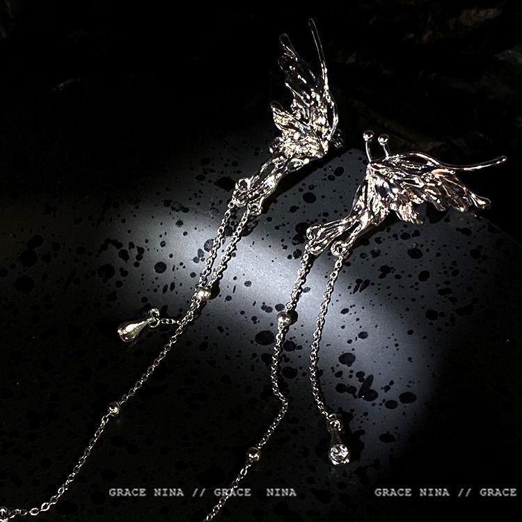 Super fairy sweet ear clips girl Mori niche versatile temperament showing face small earrings earrings