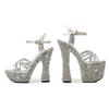 Fashion Women Sandals Sequin Rhinestone Peep Toe Sandals Woman Shoes High Heels Sexy Nightclub Party Platform Heels Size 43 Womens Shoes
