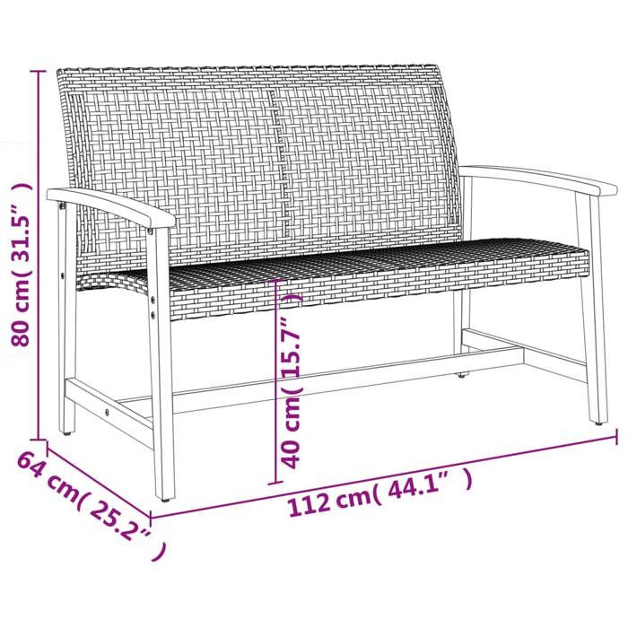 VidaXL Garden Bench, Seat with Backrest and Armrests, Outdoor Patio Backyard Terrace Furniture, Grey Resin 367599