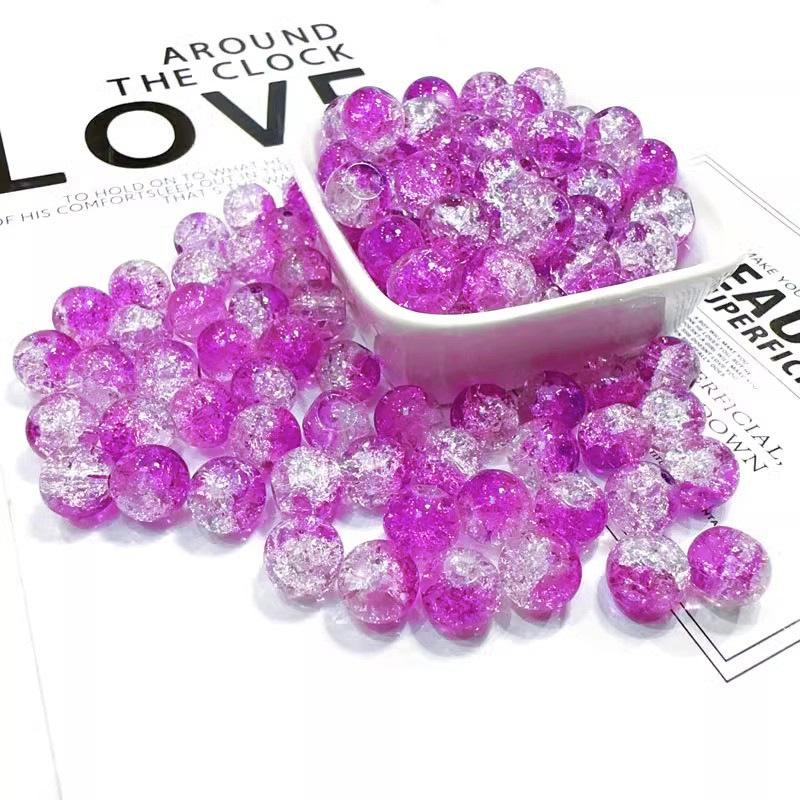 10mm Crackle Glass Round Beads, Loose Spacer Beads DIY Accessories for Bracelet Making 50pcs