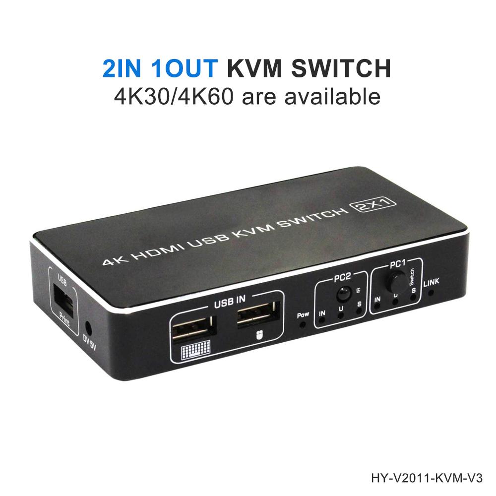 Verified Factory 4x1 2x1 8K HDMI KVM Switch 4K60 4K30 2 Port 4 Port HDMI KVM Selector Switcher PC Extended Display KVM Switch