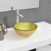 Vidaxl Tempered Glass Sink, 30X12 Cm, Gold