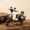 Vintage Wrought Iron Motorcycle Model Small Bike Figurine Sculpture For Home TV Cabinet Shelf Centerpiece Nostalgic Gift For Him