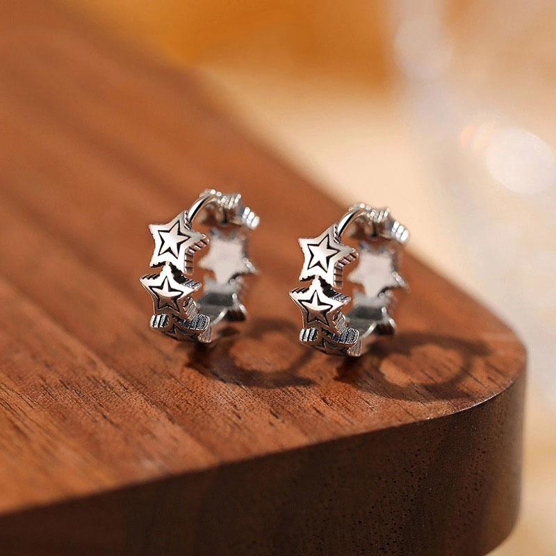 Xiaomi 925 Sterling Silver Vintage Earrings For Women Trendy Simple Vintage Star Earring Jewelry Prevent Allergy Party Accessories Gift