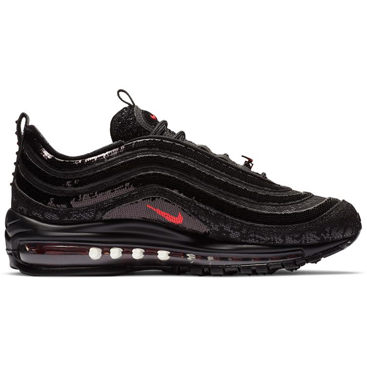 Nike Air Max 97 Prm Retro Sports Mesh Fabric Synthetic Leather Low Top Air Cushion Casual Running Shoes Women Sneaker Black Red DC1709-060