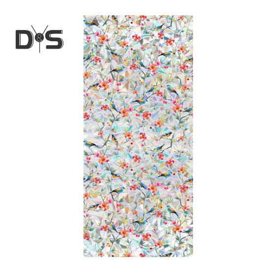 Folia Prywatnościowa na Okno Tęczowa Wodoodporna Statyczna Przyczepność Bez Kleju Naklejka ze Wzorem Kwiatowym do Domowych Szklanych Okien Dekoracja Sypialni Salonu