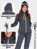Little Donkey Andy Softshell Jacket with Detachable Fleece Size S Women's Ski/Snowboard Hood, Lining, Water-Repellent, Gray,
