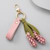 Multi-color PU Leather Flower Keychain 1Pcs Handwoven Portable Pendant Hanger for Backpack Car Key Daily Decor Travel Souvenir