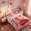 3pcs Valentine's Day romantic pink love goblin car print coreless down duvet cover set multi size bedroom bedding decoration