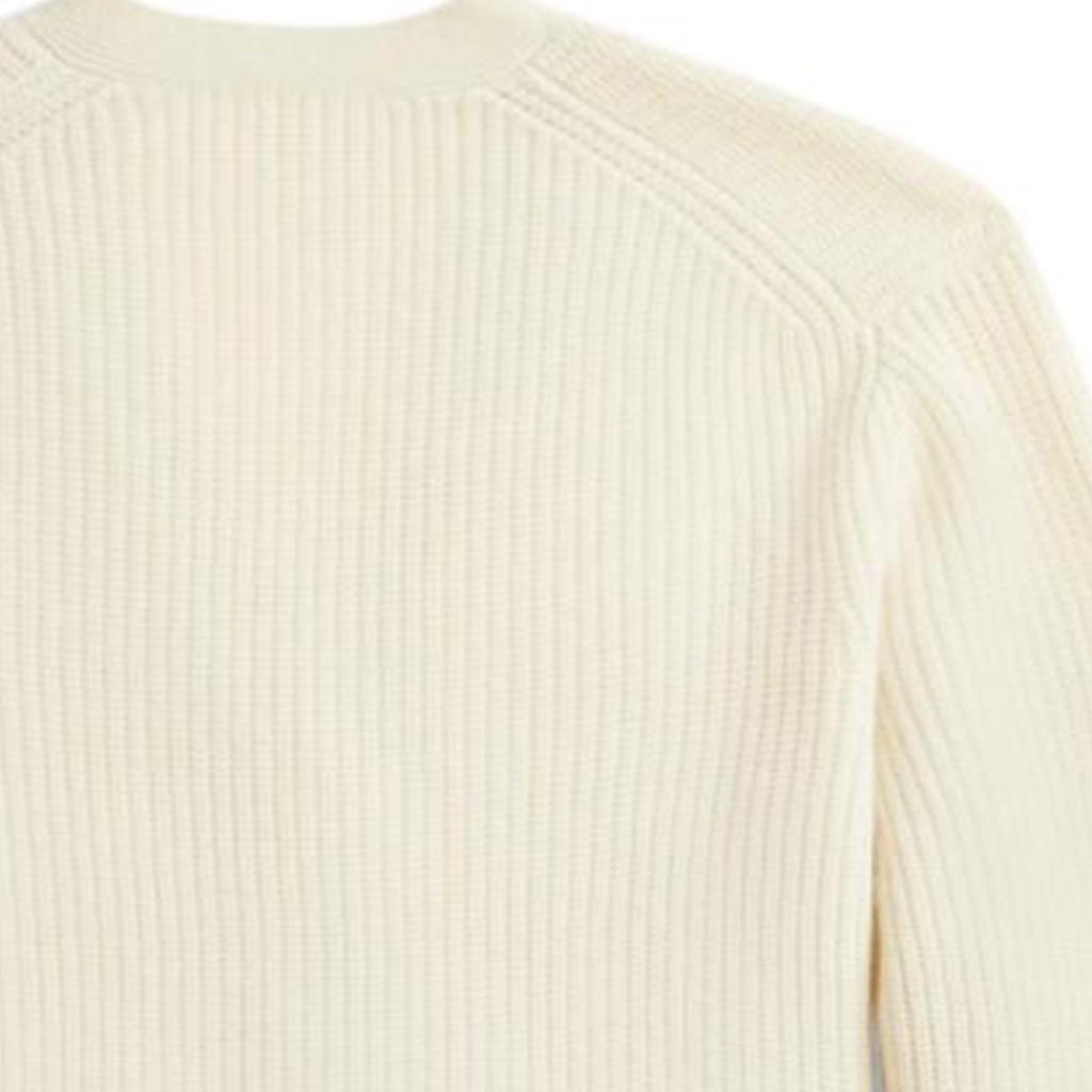 Polo Ralph Lauren Solid Logo Embroidered V-Neck Loose Long Sleeve Knit Sweater Women Sweater Cream WMPOSWENDW20303-100