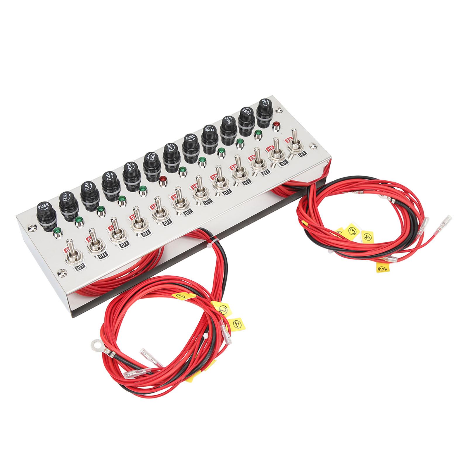 

Панель тумблеров на 12 положений, 12-24 В постоянного тока, для установки на приборную панель, панель тумблеров включения-выключения для гоночных автомобилей, грузовиков, яхт, кораблей